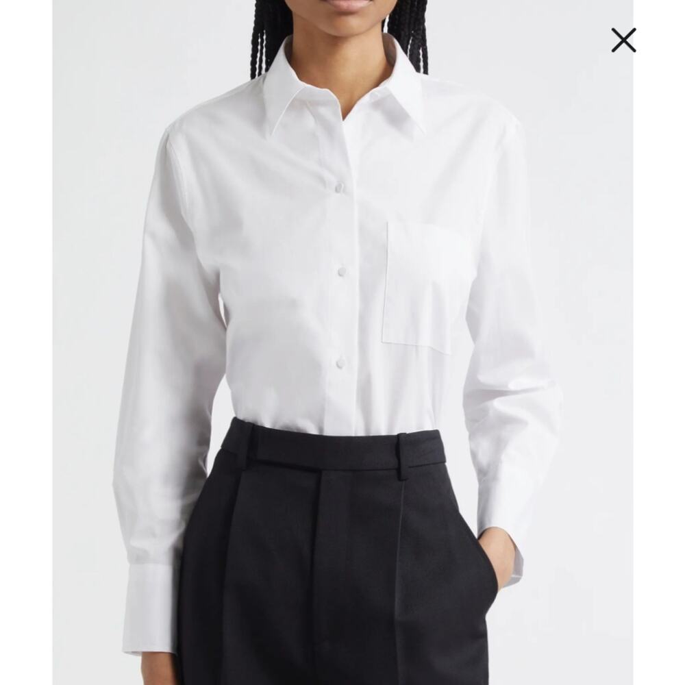 Vince Relaxed Fit Button Down  Long Sleeve Top Crisp White Collared Shirt